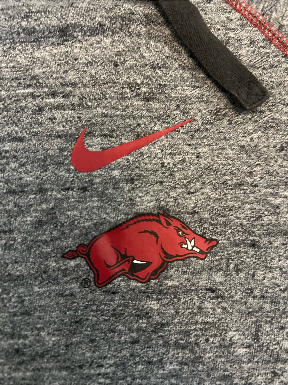 Arkansas Razorbacks Nike Full Zip Hoodie Men Size Large Color Dark Heather Grey - Picture 2 of 4